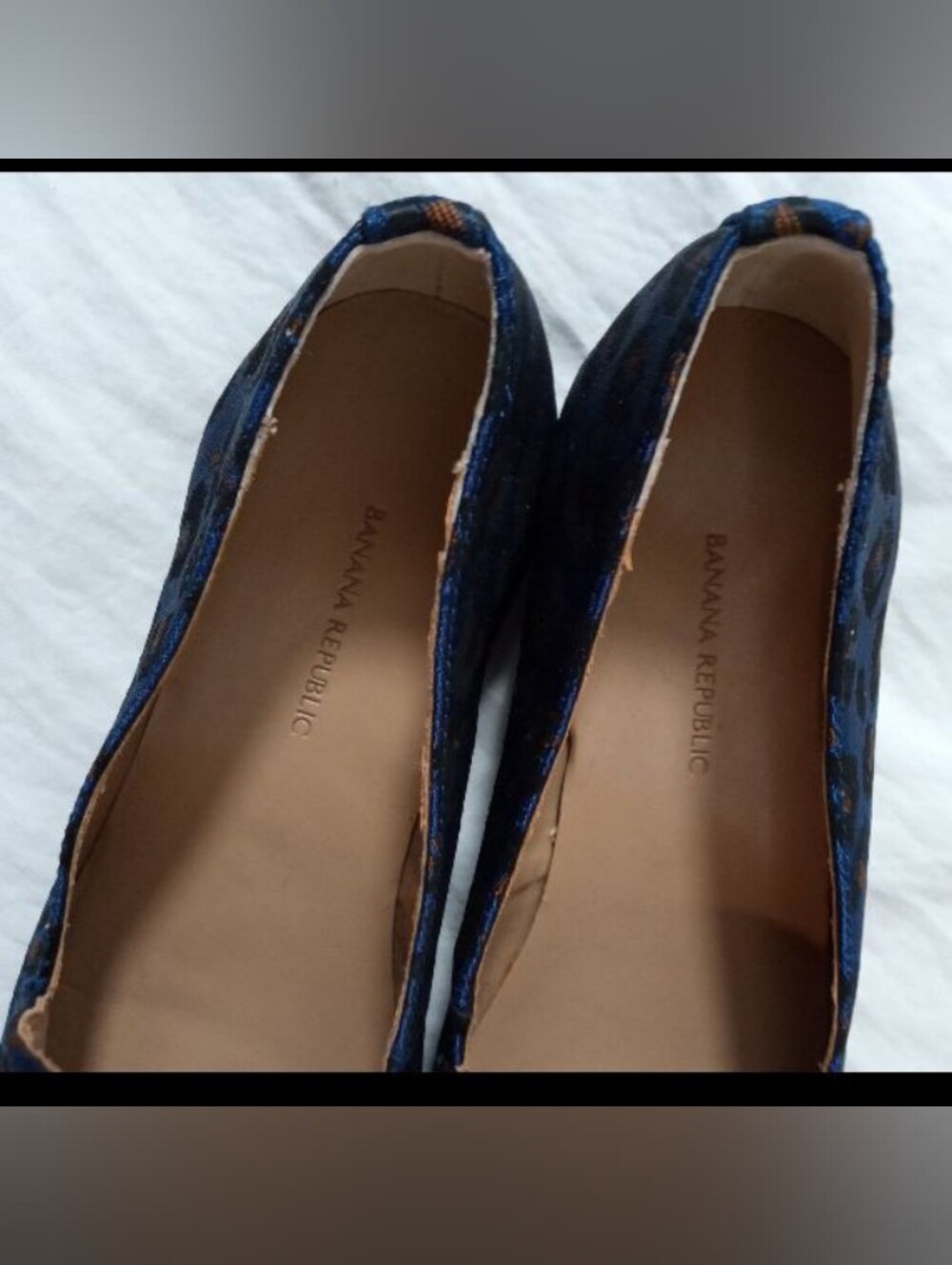 Women's Banana Republic Blue Metallic Animal Print Loafer Flat Shoes sz 8 - Picture 3 of 7